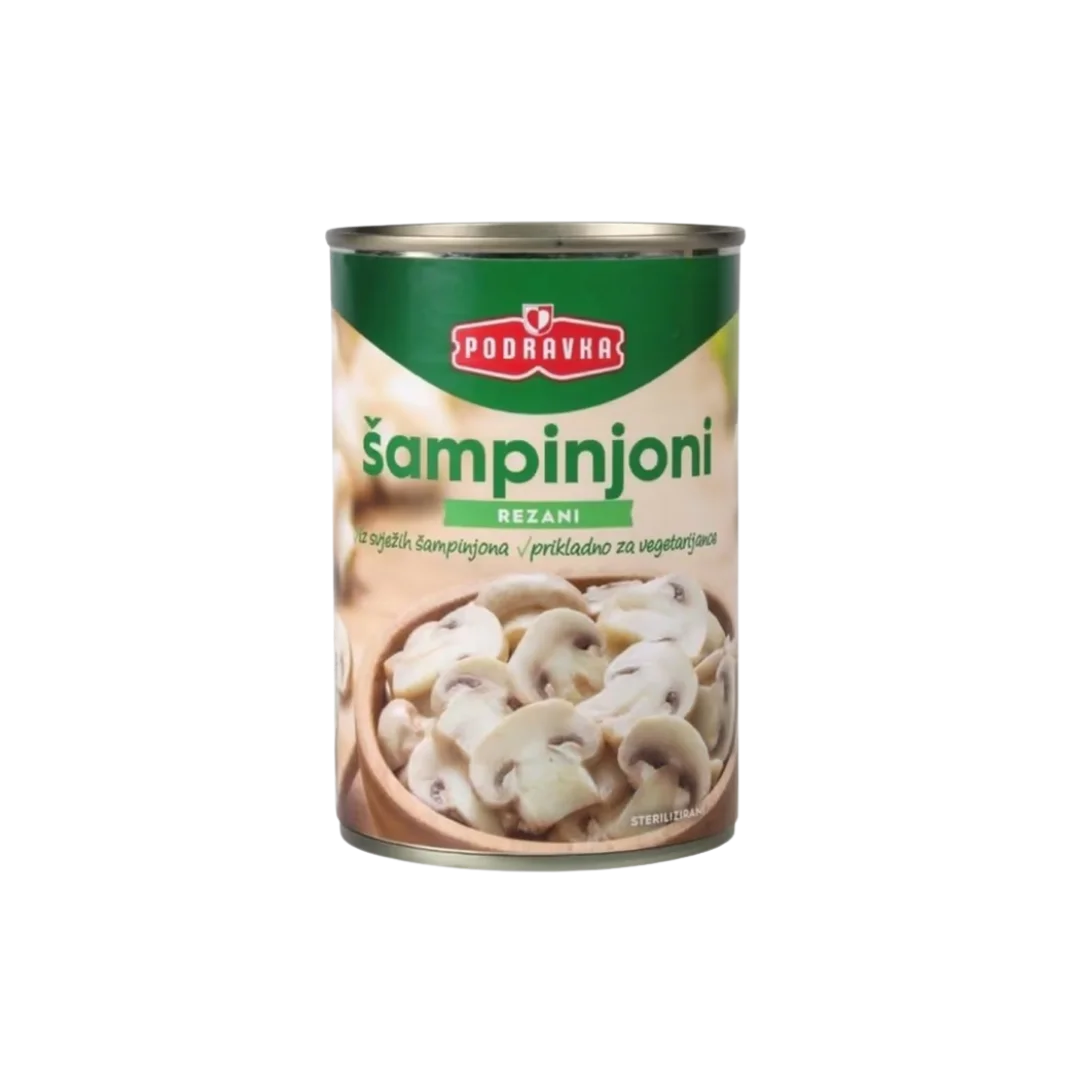 Šampinjoni rezani 200gr Podravka