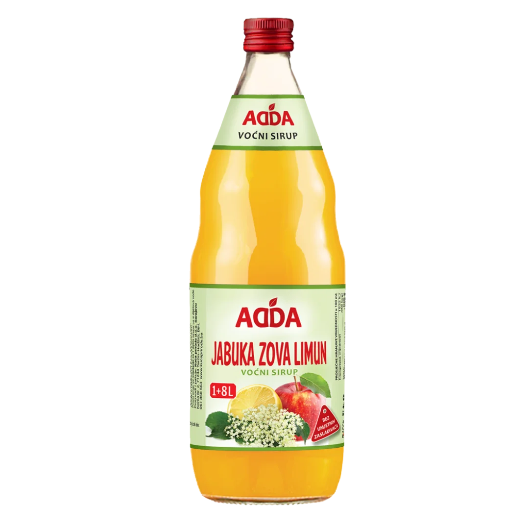 AKCIJA - Sok ADDA voćni sirup Jabuka Zova Limun 1L