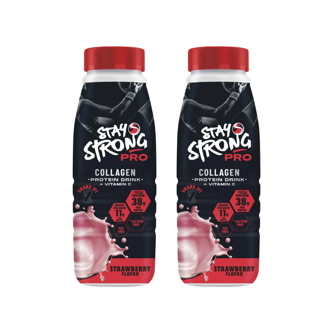 (1+1) Stay Strong Protein Collagen Jagoda 0,5l - bez laktoze